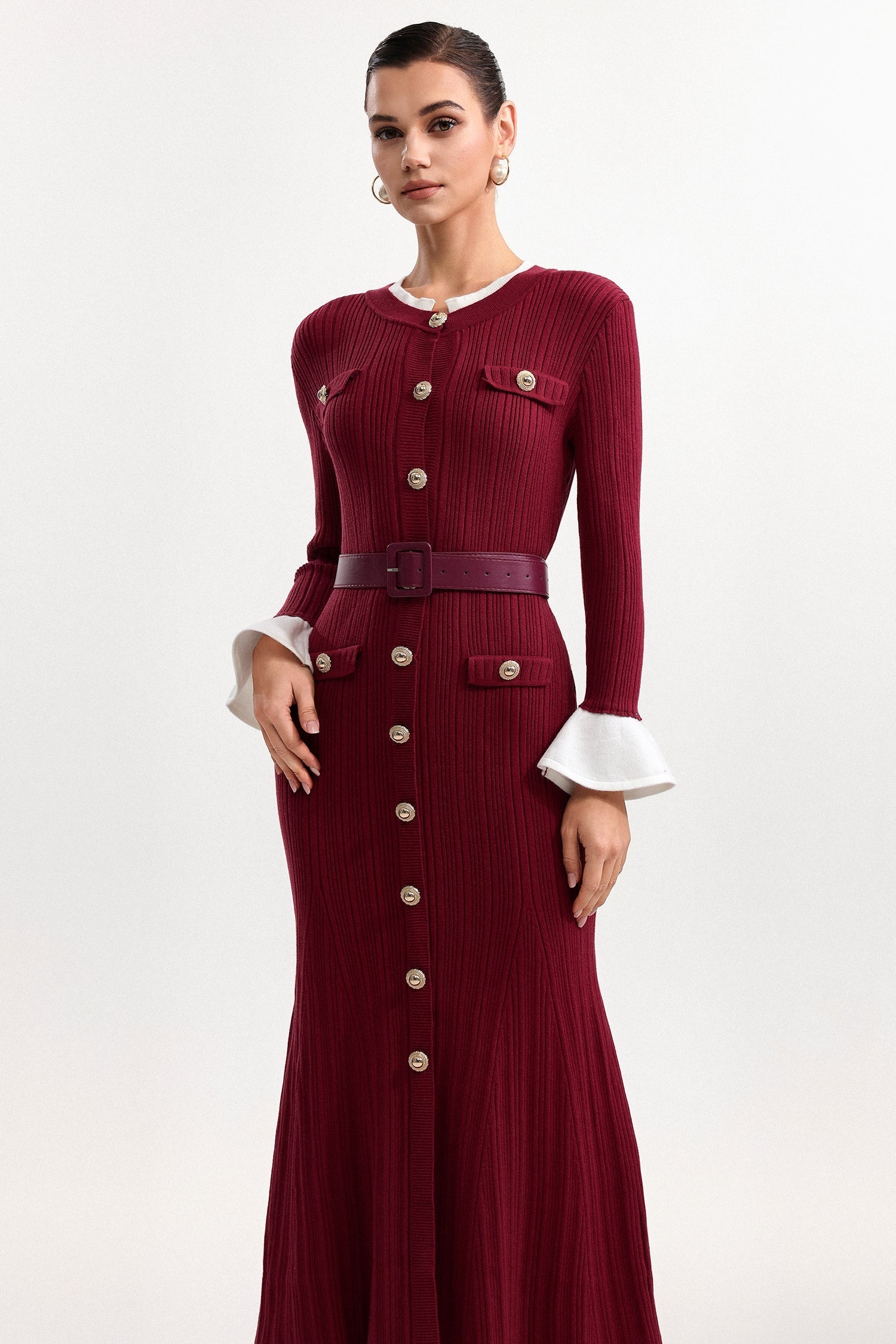 wallis Contour Round Neck Long Sleeve Knit Maxi Dress