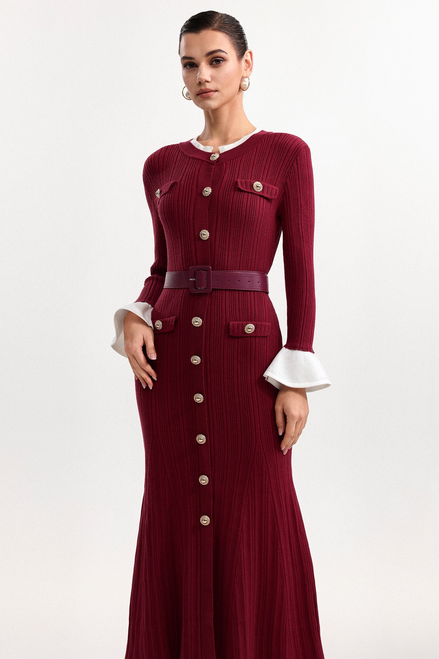 Wallis Contour Round Neck Long Sleeve Knit Maxi Dress