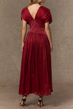 myra Burgundy V-neck Embellished Maxi Dress