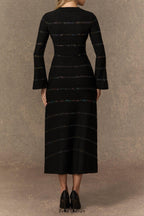 gloria Black Sequin Embellished Knit Midi Dress