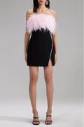 Bandage Feather Crystal Mini Dress In Black