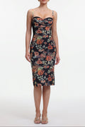olga Contour Sleeveless Floral Print Bandage Midi Dress