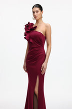 Flowering Girl Women Mishell Romantic Contour One Shoulder Floral Pleated Maxi Dress