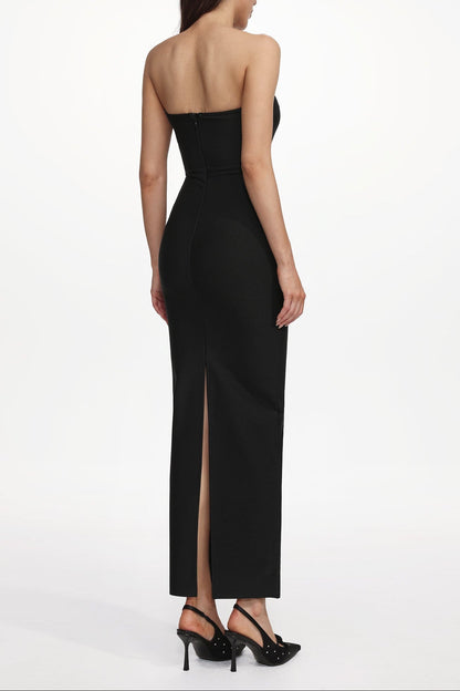 Kandiss Elegant Contour Strapless Cut Out Bandage Maxi Dress