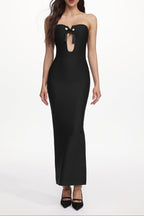 Kandiss Elegant Contour Strapless Cut Out Bandage Maxi Dress