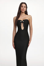 murray Contour Strapless Cut Out Bandage Maxi Dress - black
