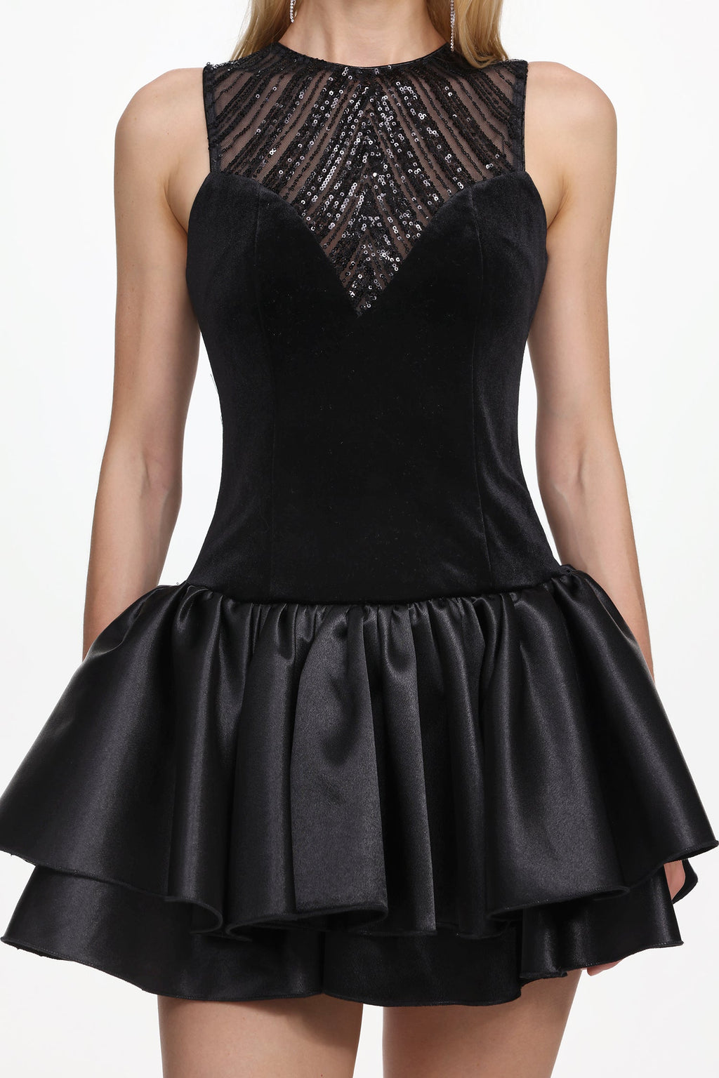 Flowering Girl Women Sareza Chic Contour Deep V Sleeveless Sequin Mini Dress
