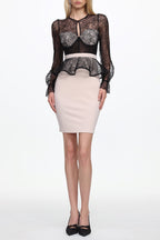 Ymire Long Sleeve Lace Bandage Mini Dress