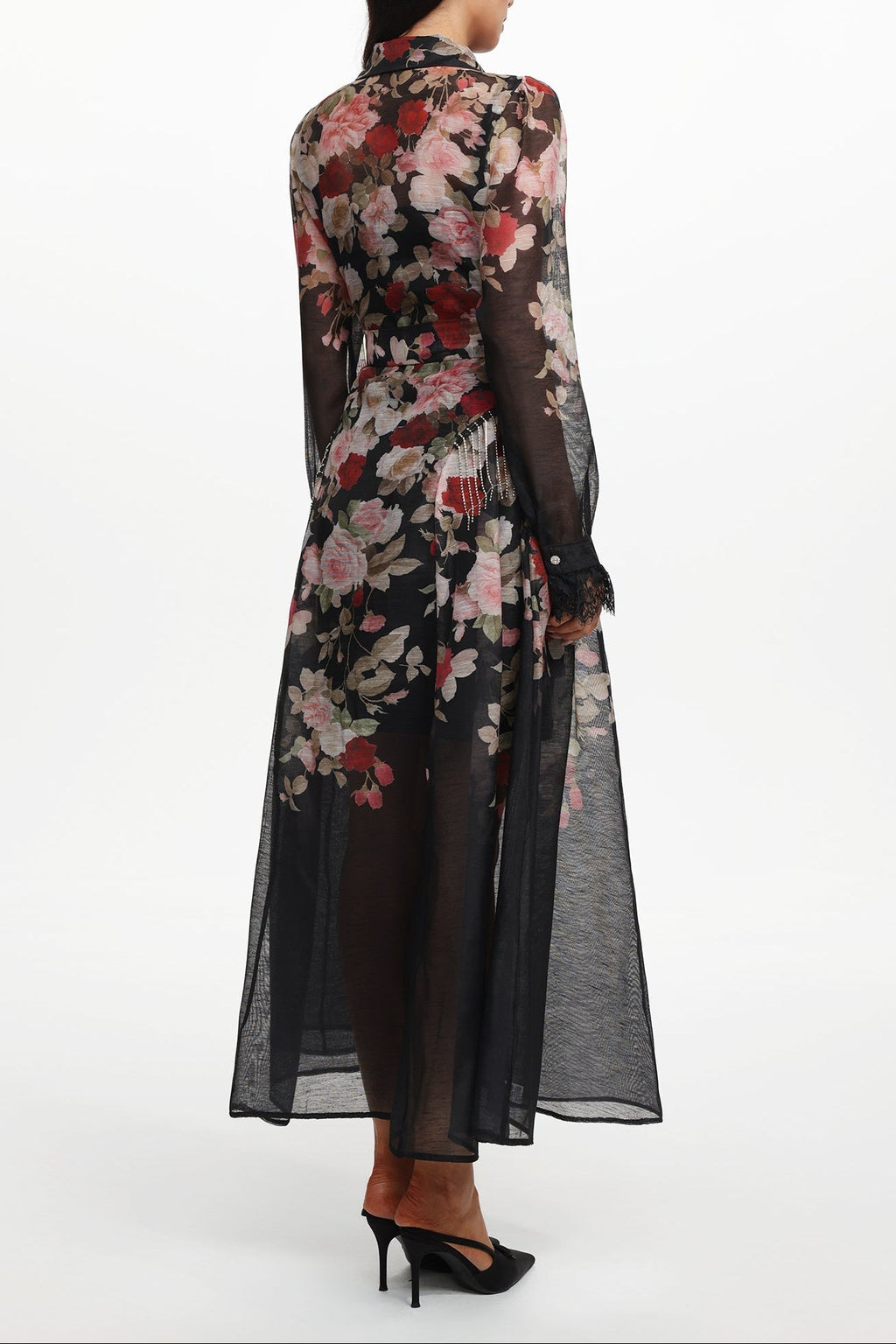 Flowering Girl Women Glenda Black Long Sleeve Printed Woven Maxi Dress