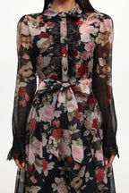 Flowering Girl Women Glenda Black Long Sleeve Printed Woven Maxi Dress