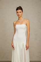 Nathalie White Tulle-Panelling Maxi Dress