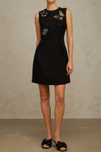 Flowering Girl Women Manon sequined butterfly mini dress in black