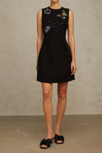 Flowering Girl Women Manon sequined butterfly mini dress in black