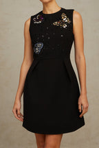 Flowering Girl Women Manon sequined butterfly mini dress in black