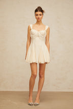 Flowering Girl Women atalanta embellished flared mini dress in cream-white