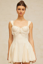 Flowering Girl Women atalanta embellished flared mini dress in cream-white