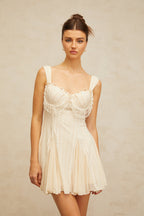 Flowering Girl Women atalanta embellished flared mini dress in cream-white
