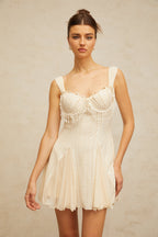Flowering Girl Women atalanta embellished flared mini dress in cream-white