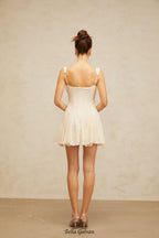 Flowering Girl Women atalanta embellished flared mini dress in cream-white