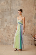 Serelith Metallic Knit Backless Maxi Dress