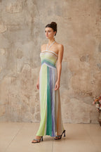 Serelith Metallic Knit Backless Maxi Dress