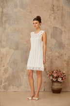 Flowering Girl Women Floral Crochet Mini Dress in white
