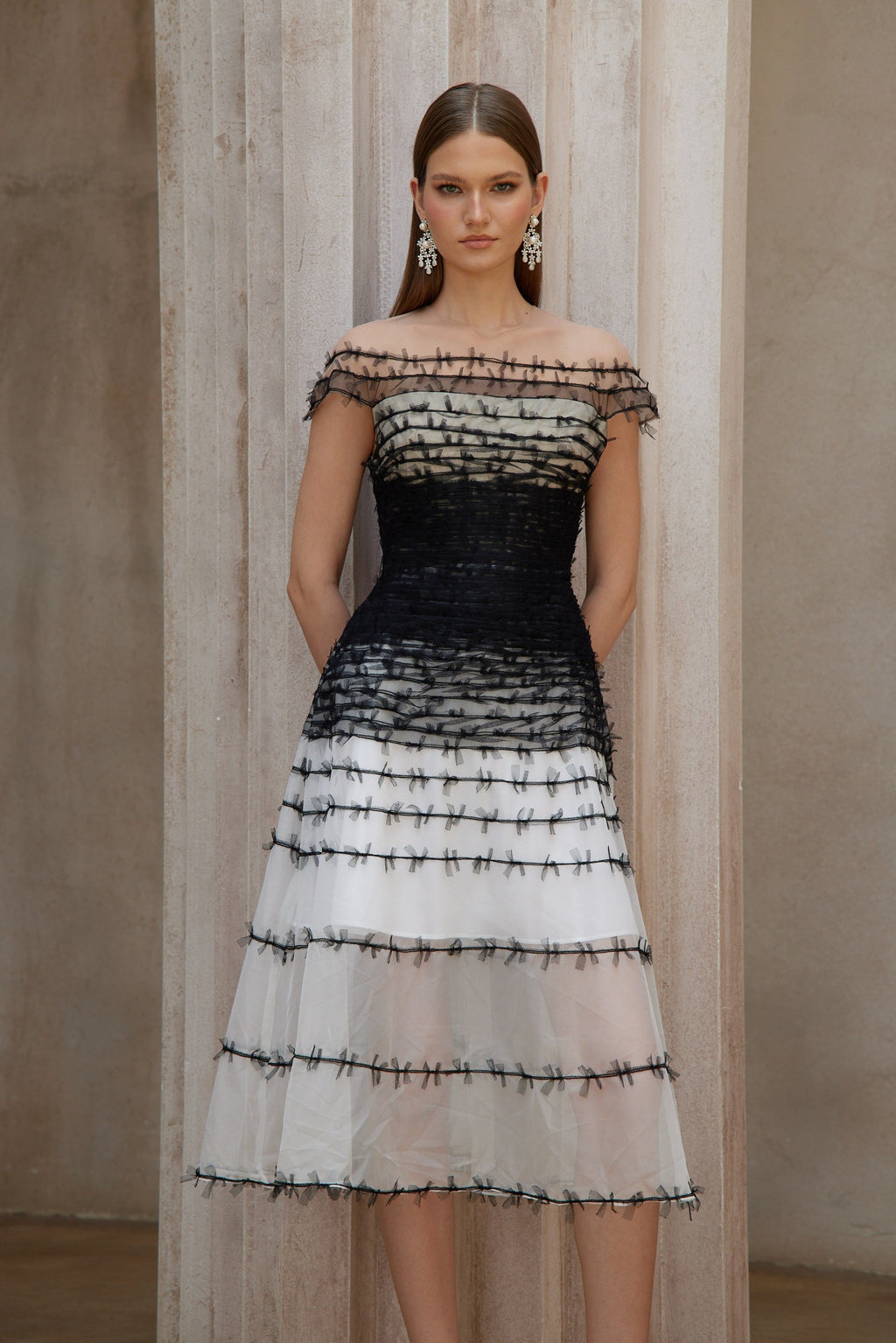 jennifer off-shoulder lace embroidery hollow maxi dress in black