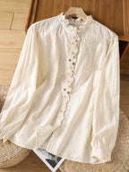 xaviera Classic Ruffle Collar Hollowed Embroidered Top