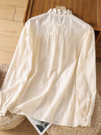 xaviera Classic Ruffle Collar Hollowed Embroidered Top
