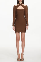 Estrela Overlay Long Sleeve Bandage Mini Dress