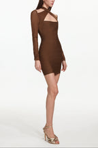 Estrela Overlay Long Sleeve Bandage Mini Dress