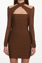 Estrela Overlay Long Sleeve Bandage Mini Dress