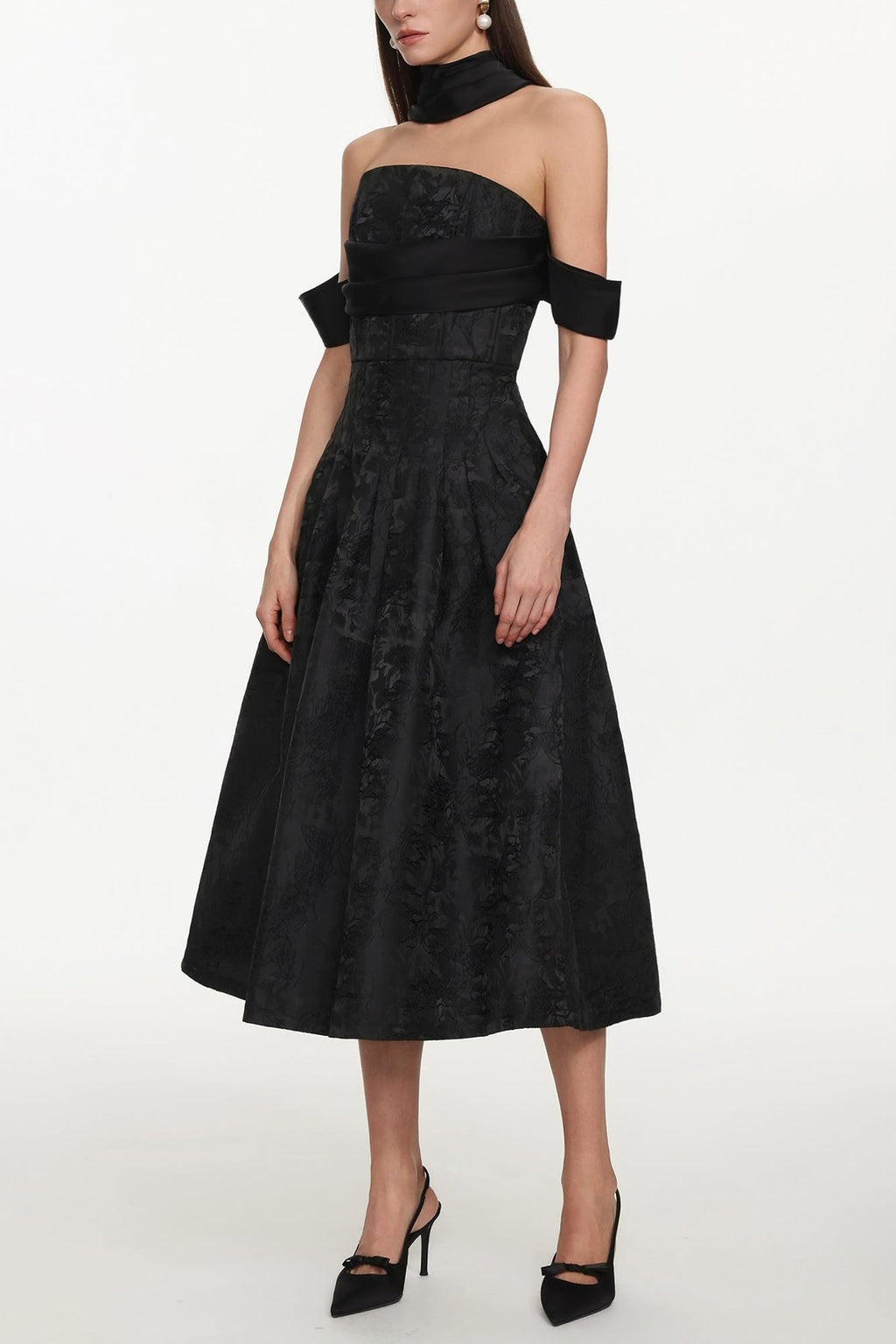 Flowering Girl Women Nancy Off Shoulder Pleated Floral Maxi Dress