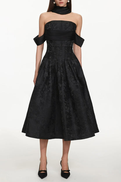 Nancy Off Shoulder Pleated Floral Maxi Dress
