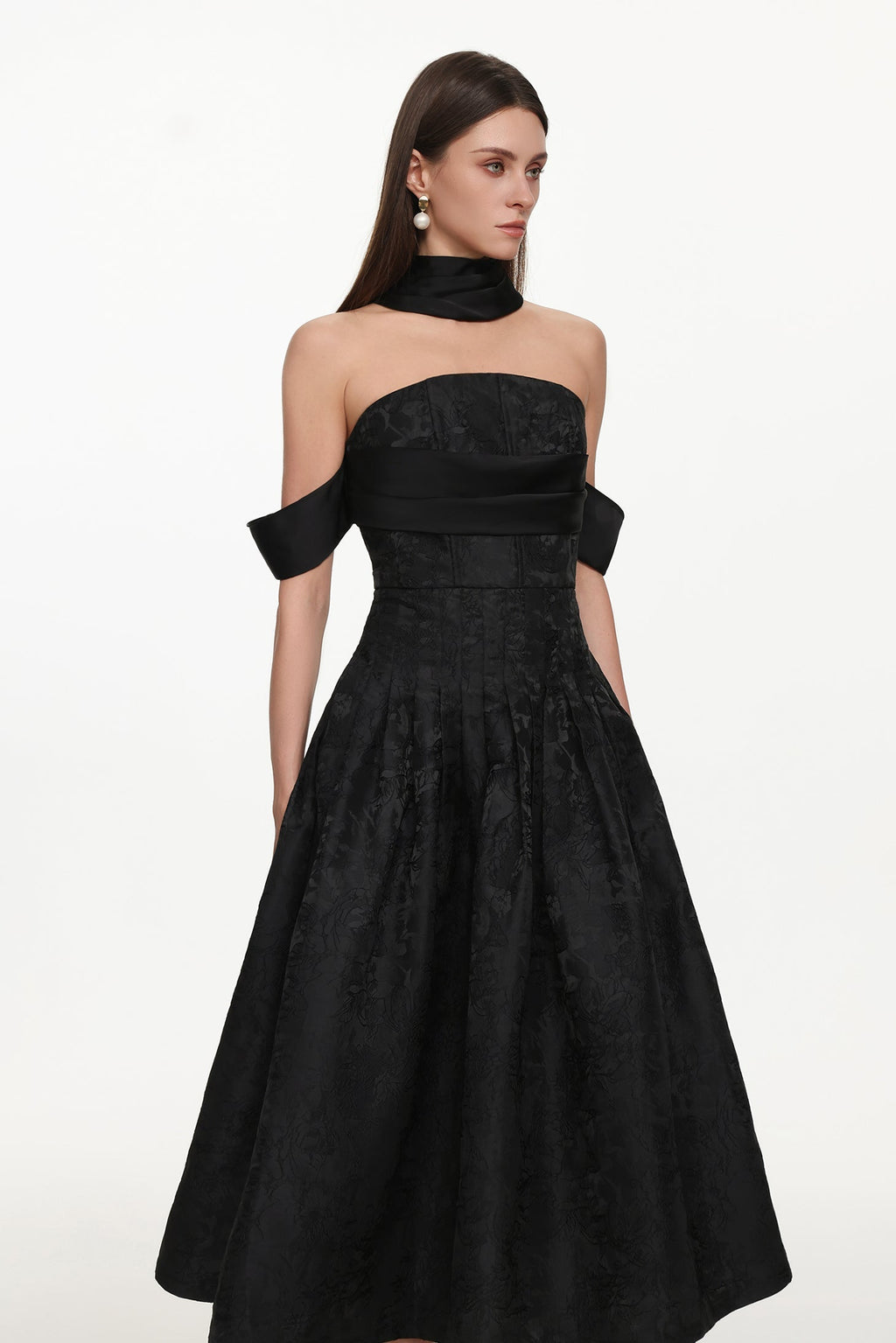 Flowering Girl Women Nancy Off Shoulder Pleated Floral Maxi Dress