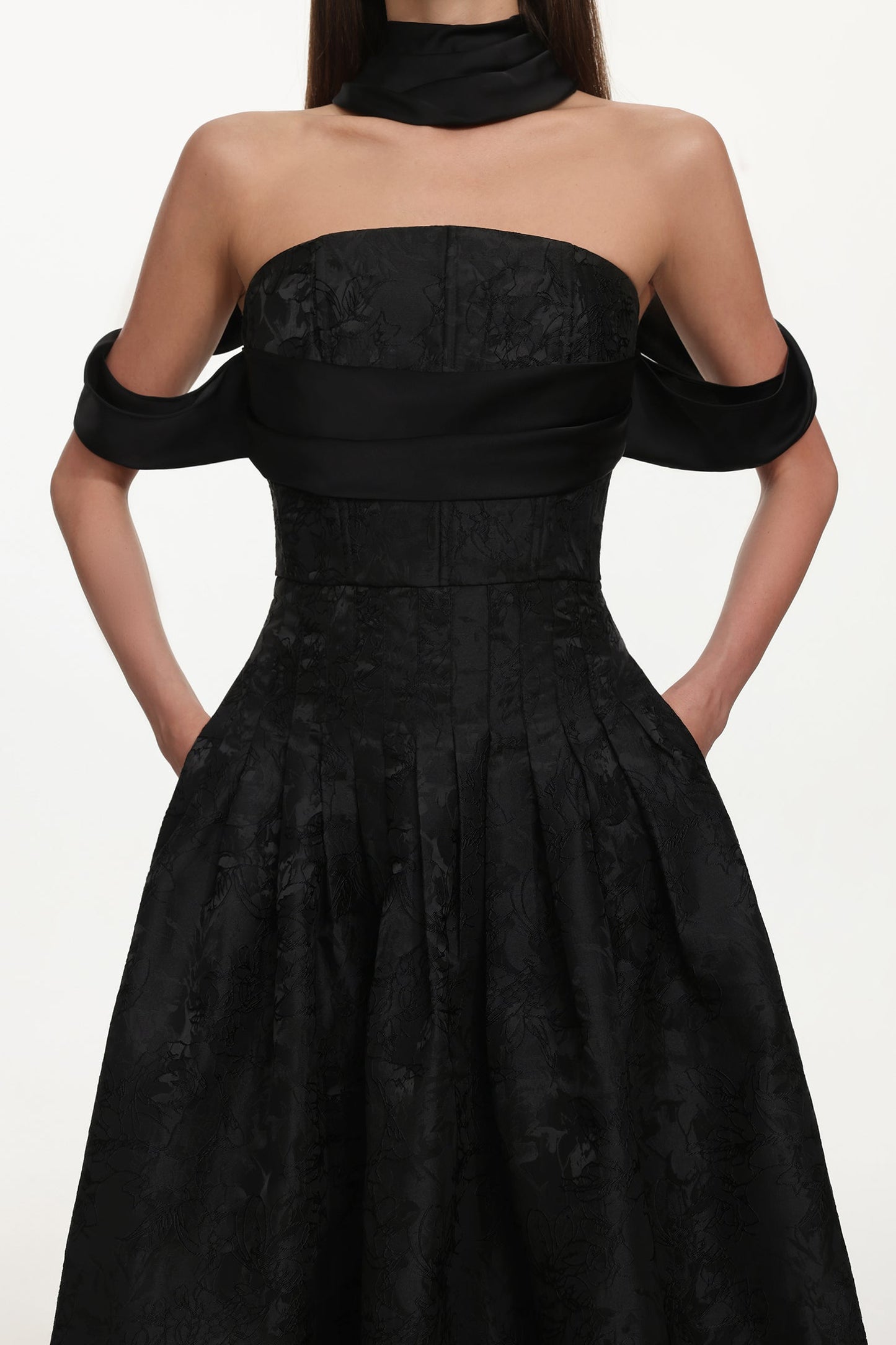 Nancy Off Shoulder Pleated Floral Maxi Dress