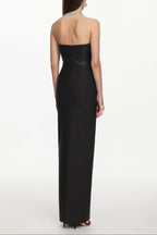 Fero One Shoulder Metal Fringe Bandage Maxi Dress