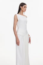 Flowering Girl Women Paulina Oblique Shoulder Sleeveless Folds Midi Dress