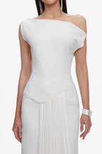 Flowering Girl Women Paulina Oblique Shoulder Sleeveless Folds Midi Dress