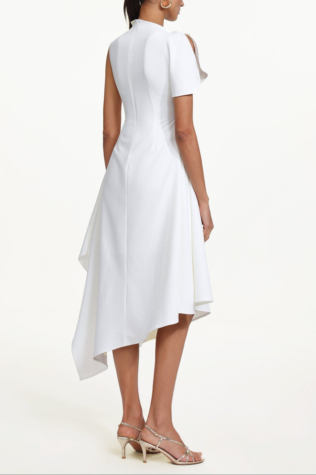 Flowering Girl Women Weren white High Neck Asymmetric Maxi Dress