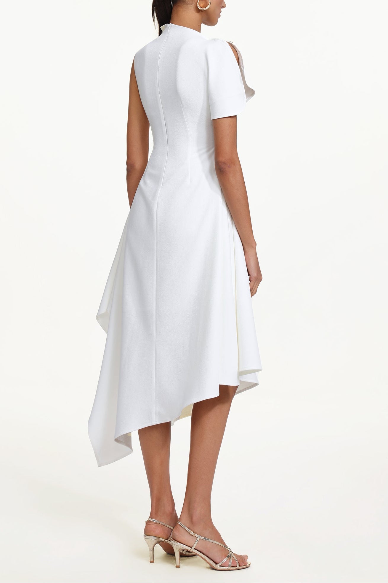 Flowering Girl Women Weren white High Neck Asymmetric Maxi Dress