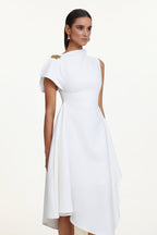 Flowering Girl Women Weren white High Neck Asymmetric Maxi Dress