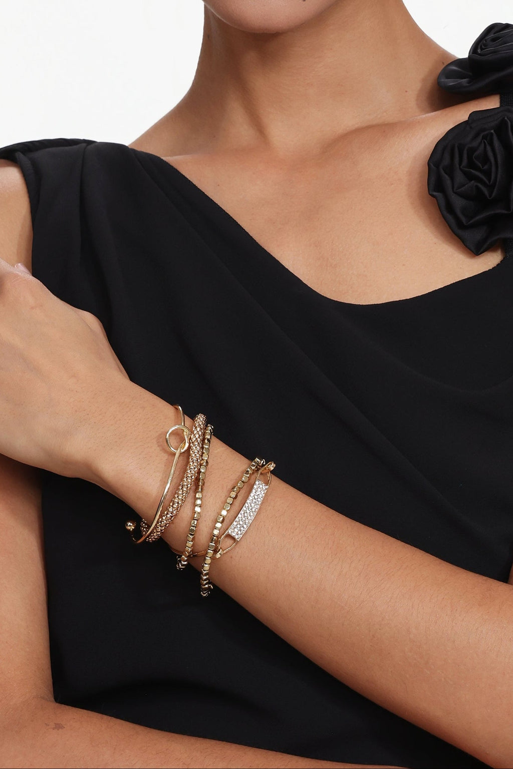 Flowering Girl Women Multi-Style Stacked Gold Bracelet Set