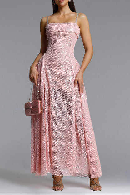 Poly pink Sleeveless Sequin Maxi Dress