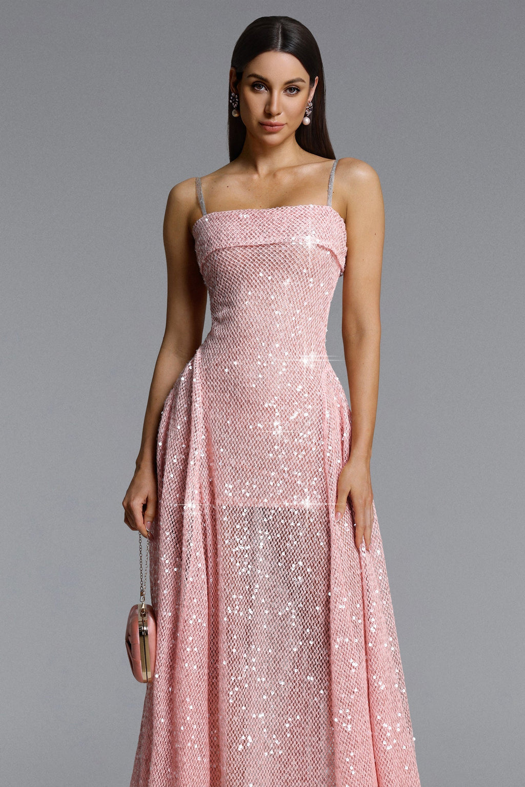 Poly pink Sleeveless Sequin Maxi Dress