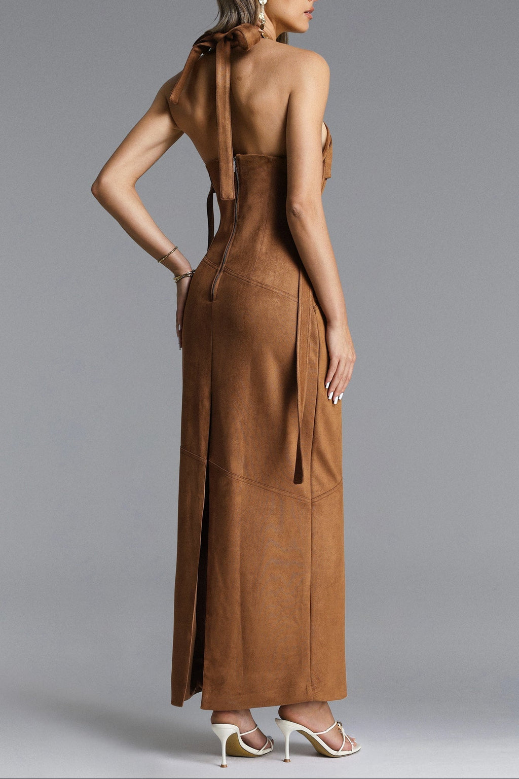 Flowering Girl Women Laurie Chic Contour Halter Maxi Dress