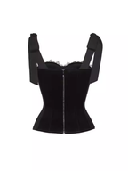 Flowering Girl Women Cora Black Velvet Bustier Corset Grosgrain Mini Dress Suit