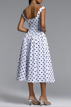 Flowering Girl Women Raidah Polka Dot Sleeveless Pleated Midi Dress