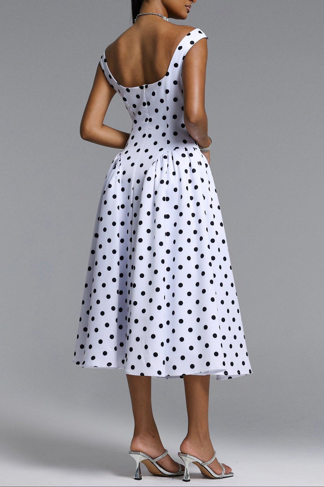 Flowering Girl Women Raidah Polka Dot Sleeveless Pleated Midi Dress