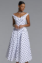 Flowering Girl Women Raidah Polka Dot Sleeveless Pleated Midi Dress